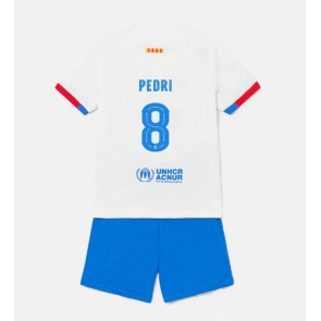 Barcelona Pedri Gonzalez #8 Dětské Venkovní dres komplet 2023-24 Krátký Rukáv (+ trenýrky)